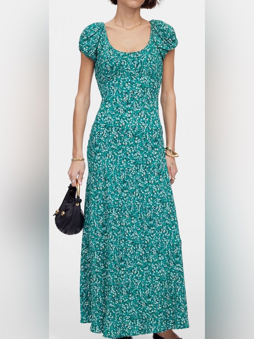 Madewell Teal Floral Puff Sleeve Maxi Dress Size 6